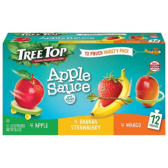 Tree Top Variety Pack Apple/banana Strawberry/mango Applesauce Pouch - 12-3.2 OZ