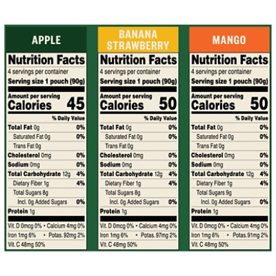 Tree Top Variety Pack Apple/banana Strawberry/mango Applesauce Pouch - 12-3.2 OZ - Image 3