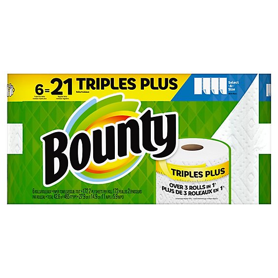Bounty Base Paper Towel 2 Ply Select-a-size Roll White 6 Roll - 6 RL