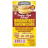 3 Bridges Country Style Sausage Breakfast Sandwich - 4.5 OZ - Image 1