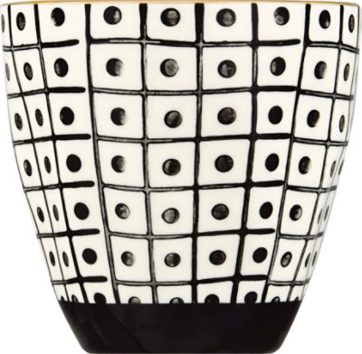 Creative Coop Round Stone Ware Cup Black Pattern Gold Electroplating - EA - Image 4