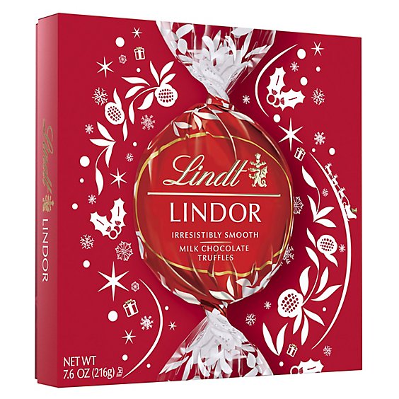 Lindt LINDOR Milk Chocolate Candy Truffles Modern Gift Box - 7.6 Oz