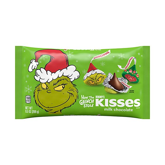 HERSHEY'S Kisses Grinch Milk Chocolate Candy Bag - 9.5 Oz