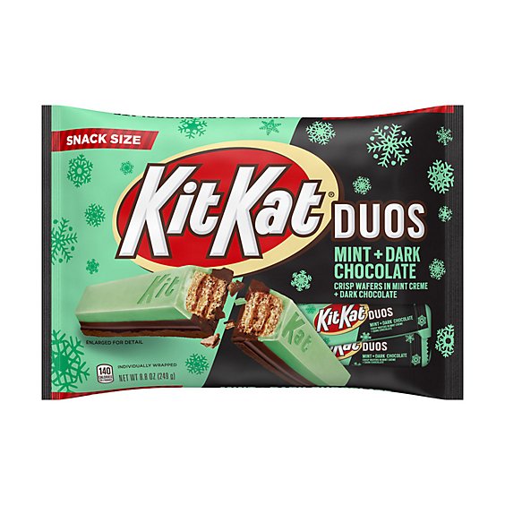 Kit Kat Duos Mint And Dark Chocolate Wafer Snack Size Candy Bag - 8.8 Oz