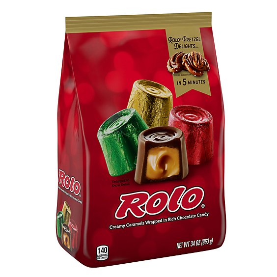 Rolo Creamy Caramels Wrapped In Rich Chocolate Candy Bulk Bag - 34 Oz