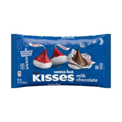 HERSHEY'S Kisses Santa Hat Milk Chocolate Candy Bag - 10.1 Oz