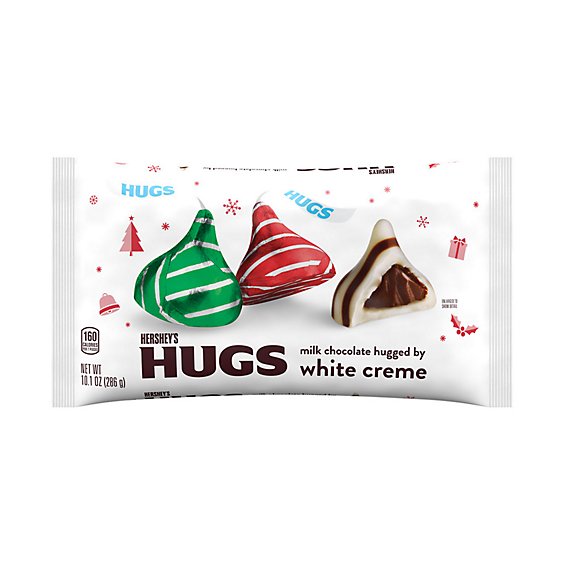 Hersheys Hugs Milk Chocolate Hugged By White Creme Christmas Candy Bag - 10.1 Oz
