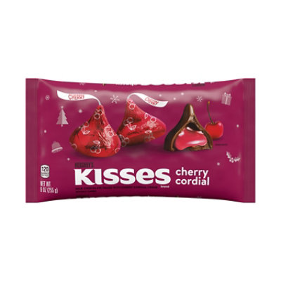 HERSHEY'S KISSES Cherry Cordial Flavored Christmas Candy Bag - 9 Oz
