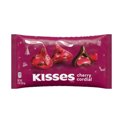 HERSHEY'S Kisses Cherry Cordial Flavored Milk Chocolate Candy Bag - 9 Oz
