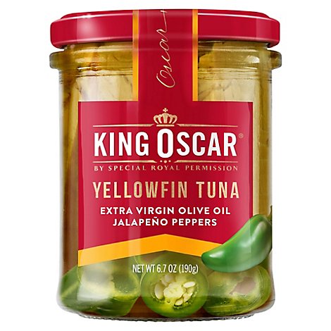 King Oscar Yellowfin Tuna Fillets In Extra Virgin Olive Oil W/jalapeno Ppr - 6.7 OZ