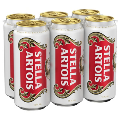 Stella Artois Premium Lager Beer In Cans 5% ABV - 6-16 Fl. Oz. - Image 1