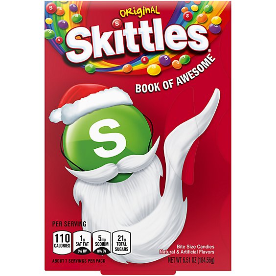 Skittles Holiday Original Book Of Awesome Bite Size Chewy Christmas Candy Box - 6.51 Oz