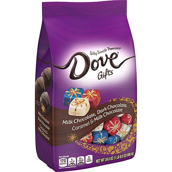 DOVE PROMISES Christmas Stocking Stuffer Milk Dark And Caramel Chocolate Candy Bag - 24 Oz