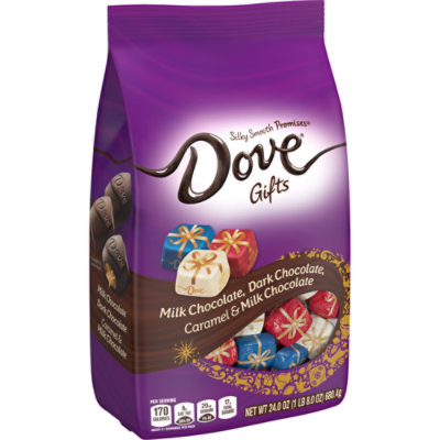 DOVE PROMISES Christmas Stocking Stuffer Milk Dark And Caramel Chocolate Candy Bag - 24 Oz