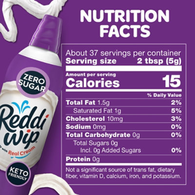 Reddi Wip Keto Friendly Gluten Free Zero Sugar Whipped Topping Spray Can - 6.65 Oz - Image 3