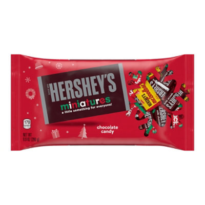 Hersheys Miniatures Assorted Chocolate Christmas Candy Bars Bag - 9.9 Oz