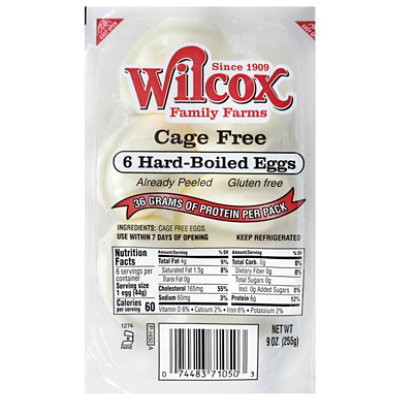 Wilcox Cage Free Hard Cooked Peeled Eggs 6 Count - 9 OZ - Image 1