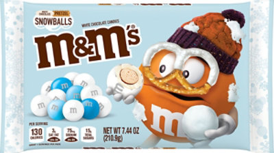 M&M'S White Chocolate Pretzel Snowballs Holiday Candy - 7.44 Oz