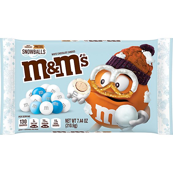 M&M'S White Chocolate Pretzel Snowballs Holiday Candy - 7.44 Oz