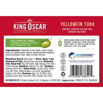 King Oscar Yellowfin Tuna Fillets In Extra Virgin Olive Oil W/green Olive - 6.7 OZ - Image 6