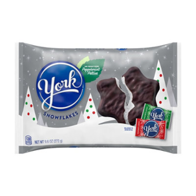 York Dark Chocolate Covered Peppermint Patties Snowflakes Candy Bag - 9.6 Oz - Image 1