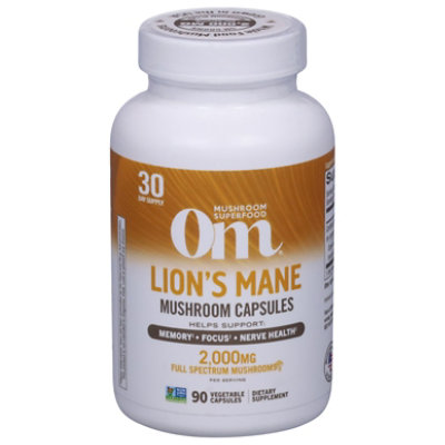 Om Lions Mane Mushroom Superfood Dietary Supplement - 90 Count - Image 3