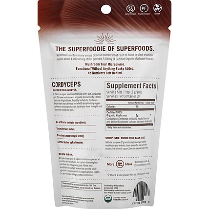 Om Superfood Powder Cordyceps Stamina With Endurance - 3.5 OZ - Image 4
