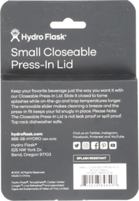 Hydro Flask S Closeable Prs In Lid Blk - EA - Image 4