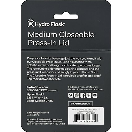 Hydro Flask M Closeable Prs In Lid Blk - EA - Image 4