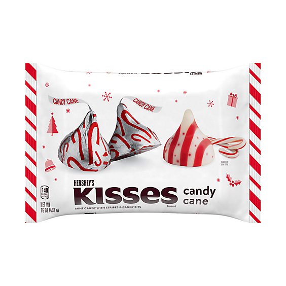 HERSHEY'S Kisses Candy Cane Mint With Stripes And Candy Bits Candy Bag - 16 Oz