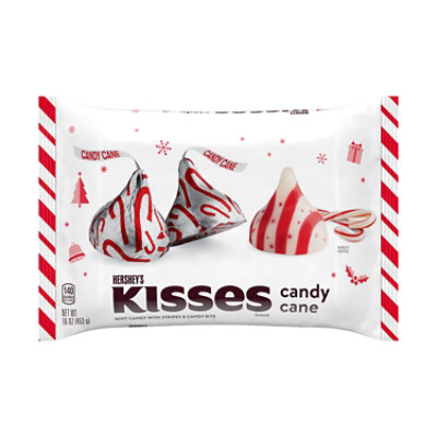 HERSHEY'S KISSES Candy Cane Flavored Christmas Candy Bag - 16 Oz - Image 1