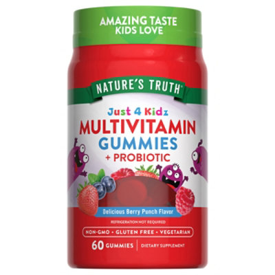Natures Truth Just 4 Kids Multivitamin + Probiotic Gummies - 60 Count - Image 1