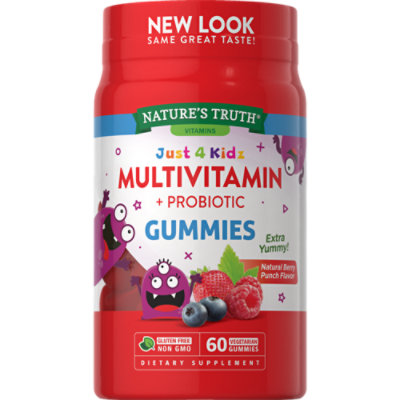 Natures Truth Just 4 Kids Multivitamin + Probiotic Gummies - 60 Count