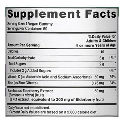 Natures Truth Just 4 Kids Black Elderberry + Vitamin C Zinc Gummies - 50 Count - Image 4
