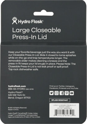 Hydro Flask L Closeable Prs In Lid Blk - EA - Image 4