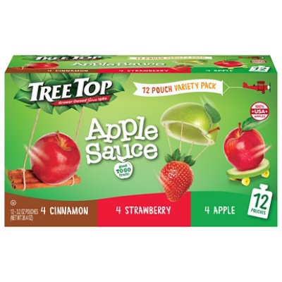 Tree Top Cin/strawberry/apple Variety Pack Apple Sauce Pouch - 12-3.2 OZ