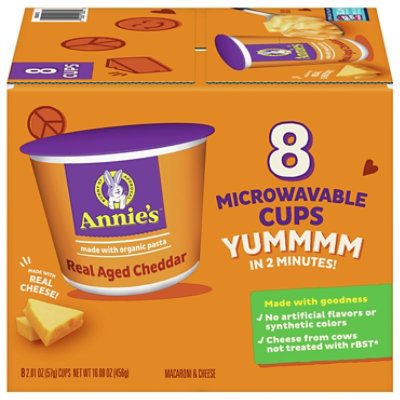 Annies Real Aged Cheddar Macaroni And Cheese Microwave Cup 8 Pack - 16.08 OZ - Image 1