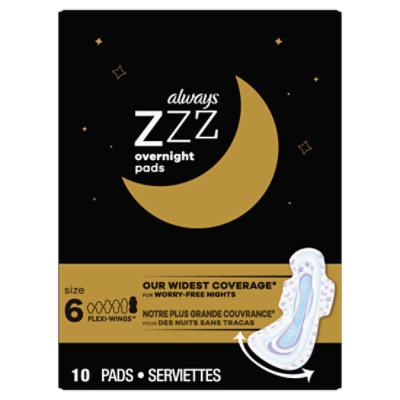 Always Zzz Overnight Pad W/wings - 10 CT - Safeway