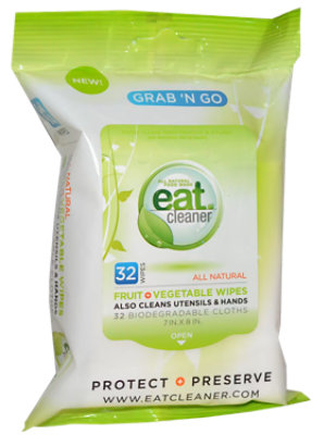 eatCleaner Grab 'N Go Fruit And Vegetable Wipes - 32 Count - Image 1