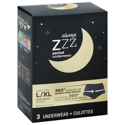 Always ZZZ Disposable Period Underwear Overnight Absorbency Size L/XL, 7  count - Baker's