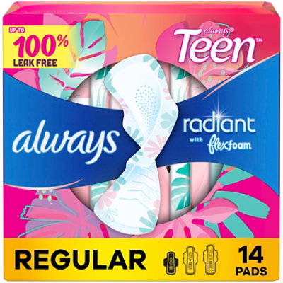 Always Radiant Teen Reg Pad Unsntd W Wng - 14 CT - Image 1