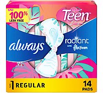 Always Radiant Teen Reg Pad Unsntd W Wng - 14 CT