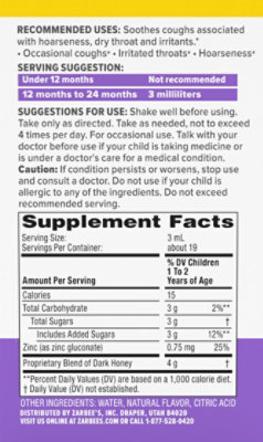 Zarbee's Baby Cough Syrup Immune With Honey And Zinc Natural Grape Flavor - 2 Fl. Oz. - Image 4
