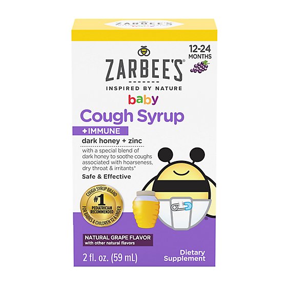 Zarbees Baby Cough Immune With Honey Grape Flavor - 2 FZ
