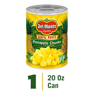 Del Monte Pineapple Chunks in 100% Juice - 20 Oz