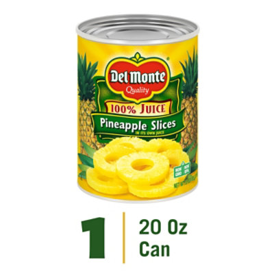 Del Monte Sliced Pineapple in 100% Juice - 20 Oz