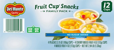 Del Monte No Sugar Added Fruit Cup Snacks Variety Pack Cup - 12-4 Oz - Image 5