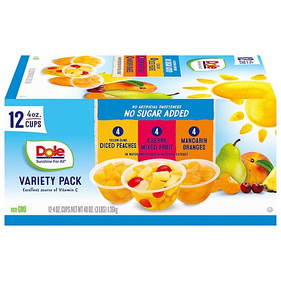 Dole Peach Mandarin Cherry Sugar Free Mix Fruit - 12-4 OZ