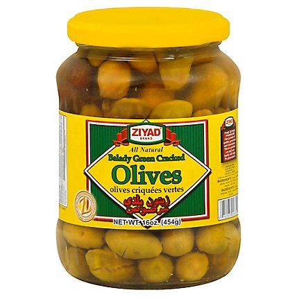 Cracked Green Olives - 16 OZ - Image 1