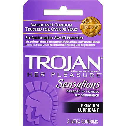 Trojan Her Pleasure Lubricated Condoms - 3 Count - Image 2